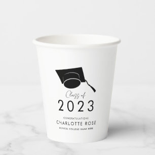 Graduation 2023 Script Typography Grad Party Paper Cups