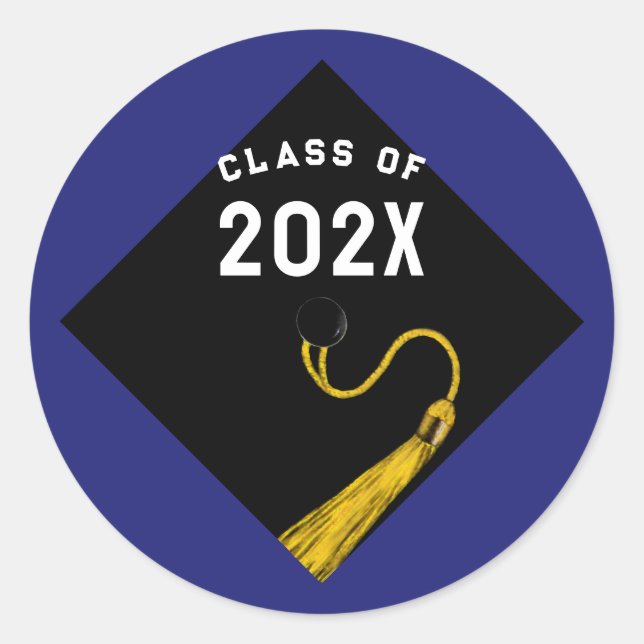 Graduation 2024 Blue Classic Round Sticker (Front)