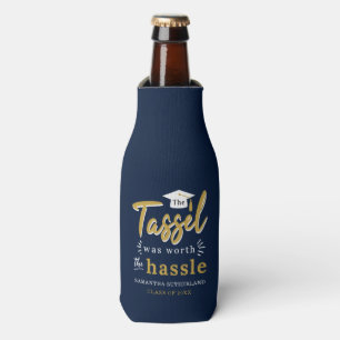 Graduation 2024 College Navy Blue Grad Party Bottle Cooler