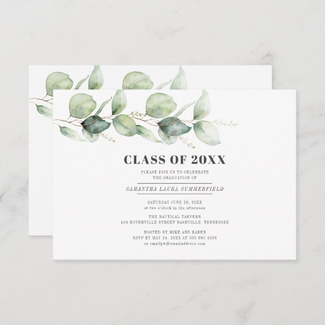 Graduation 2024 Eucalyptus Grad Party Invitation (Front/Back)