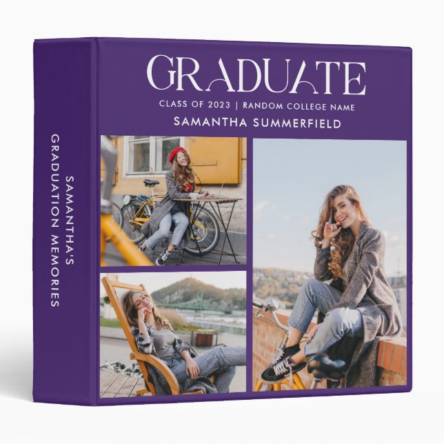 Graduation 2024 Graduate Photo Collage Purple Binder (Front/Spine)