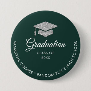 Graduation 2024 Green and White Keepsake 3 Inch Round Button