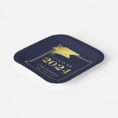 Graduation 2024 Navy Blue Faux Metallic Gold Paper Plate (Angled)