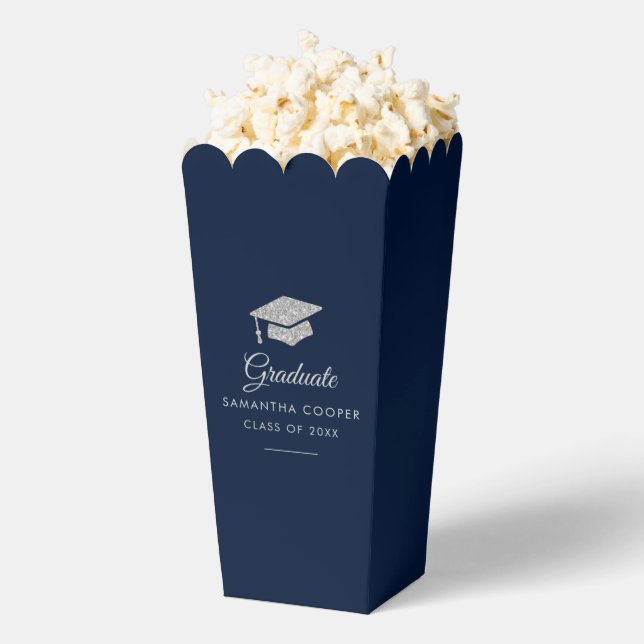 Graduation 2024 Navy Blue Grad Party Custom Favor Box (Popped)