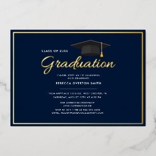 Graduation 2024 Navy Blue Grad Party Gold