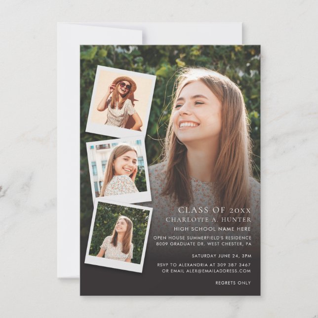 Graduation 2024 Photo Collage Open House Grad Invitation (Front)