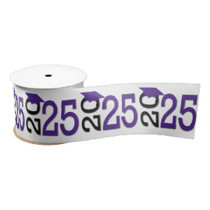 Graduation 2024 Purple and Black Satin Ribbon