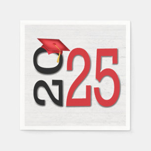 Graduation 2024 Red and Black On Wood Napkin