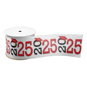 Graduation 2024 Red and Black Satin Ribbon