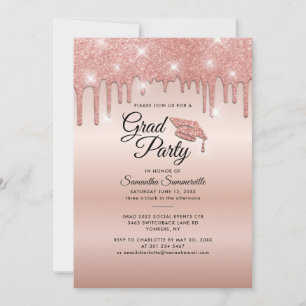 Graduation 2024 Rose Gold Drip Grad Party Invitation
