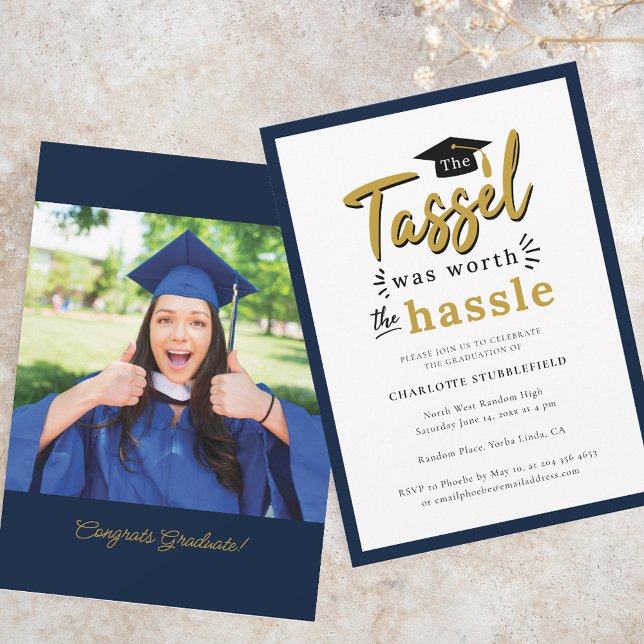 Graduation 2024 Tassel Worth Hassle Grad Party Invitation (Graduation 2025 Tassel Worth Hassle Grad Party Invitation)