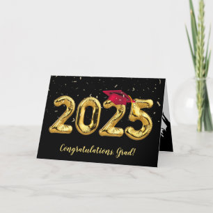 Graduation 2024 With Red Cap and Confetti Card