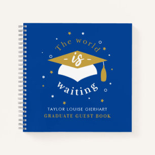 Graduation 2024 World is Waiting Blue Party Guest Notebook