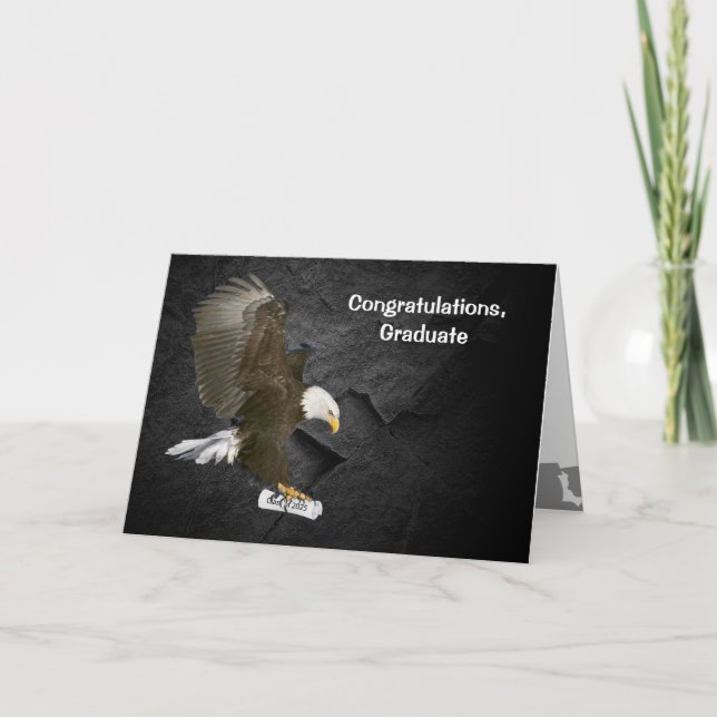 Graduation 2025 Bald Eagle With Diploma Card (Front)