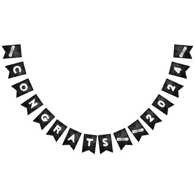Graduation 2025 Black Leather and Diplomas Bunting Flags (All)