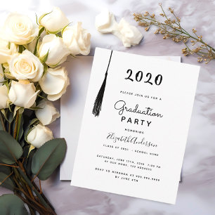 Graduation 2025 black white tassel invitation postcard