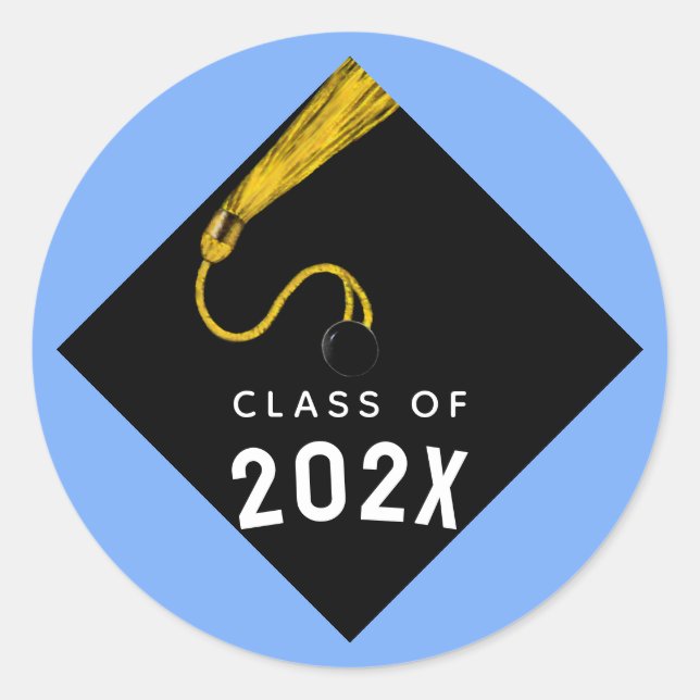 Graduation 2025 Blue Classic Round Sticker (Front)