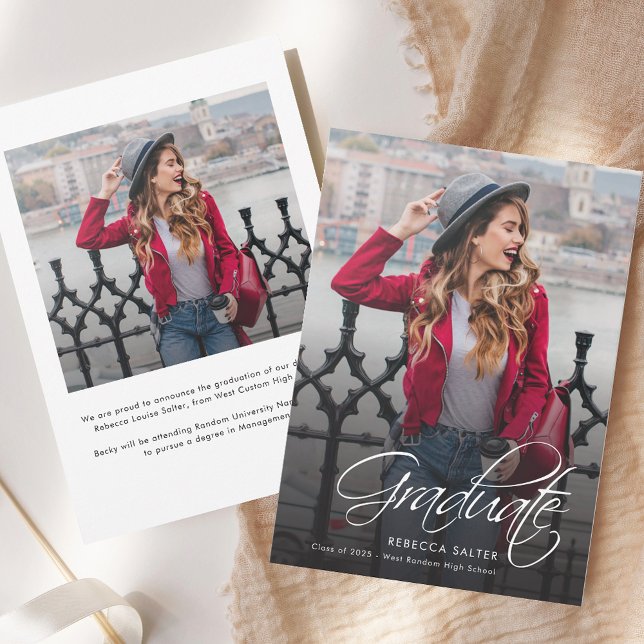 Graduation 2025 Calligraphy Grad Photo Announcement (Graduation Handwritten 2025 Photo Announcement)