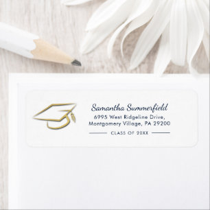 Graduation 2025 Cap Navy Blue Type Return Address