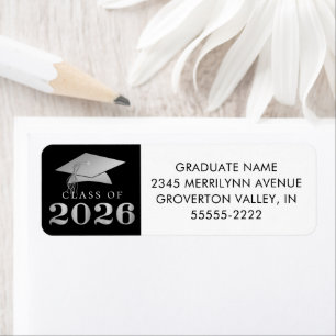 Graduation 2025 Elegant Faux Silver Foil Black
