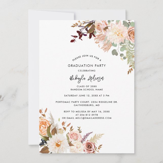 Graduation 2025 Floral Grad Photo Party Invitation (Front)