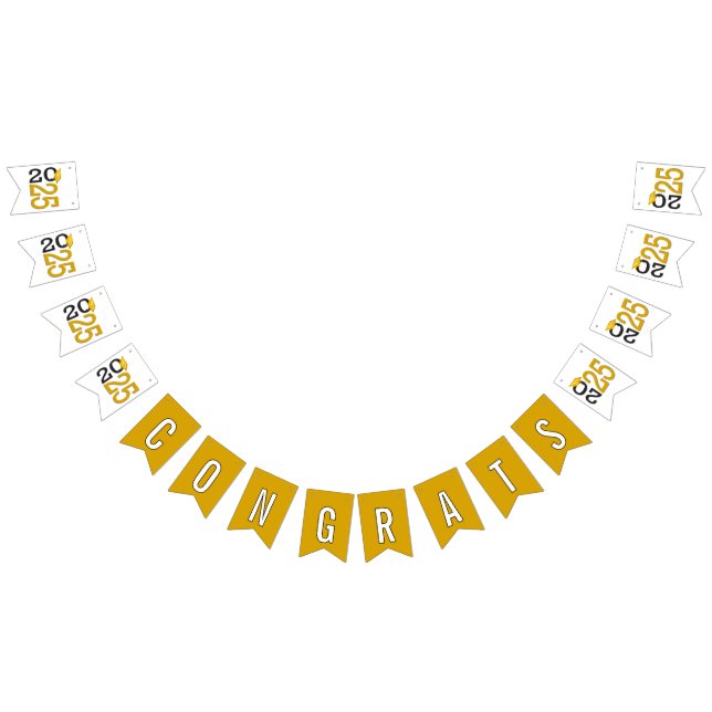 Graduation 2025 Gold and Black  Bunting Flags (All)