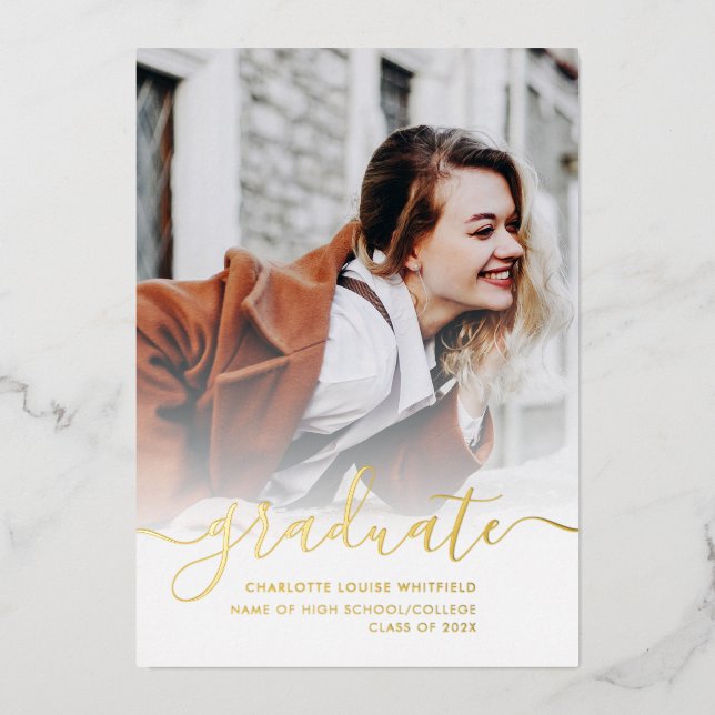 Graduation 2025 Grad Photo Gold Foil Announcement (Front)