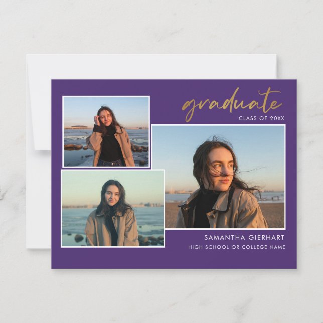 Graduation 2025 Grad Photos Purple Announcement (Front)