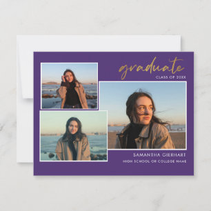 Graduation 2025 Grad Photos Purple Faire-part