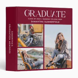 Graduation 2025 Graduate Photo Collage Burgundy Binder