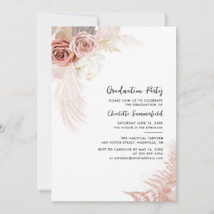 Graduation 2025 Graduate Photo Pampas Grass Party Invitation