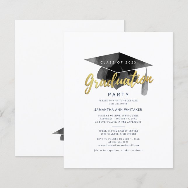 Graduation 2025 Minimalist Grad Party Invitation (Front/Back)