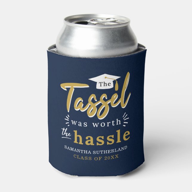 Graduation 2025 Navy Grad Party Can Cooler (Can Front)