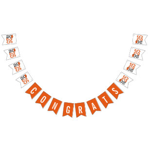 Graduation 2025 Orange and Black  Bunting Flags