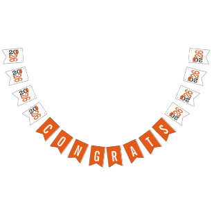 Graduation 2025 Orange and Black  Bunting Flags