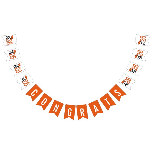 Graduation 2025 Orange and Black  Bunting Flags (All)