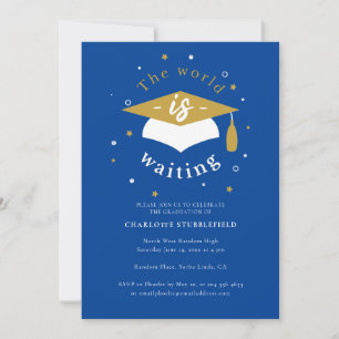 Graduation 2025 Party World is Waiting Grad Photo Invitation