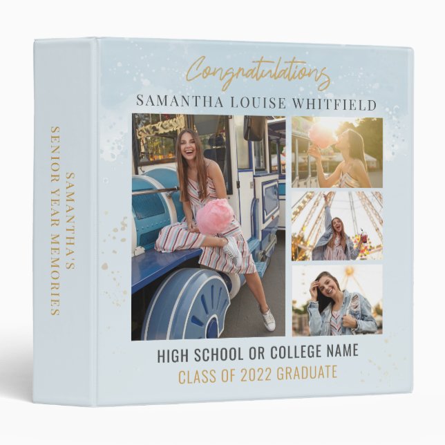 Graduation 2025 Photo Collage Grad Memories Binder (Front/Spine)
