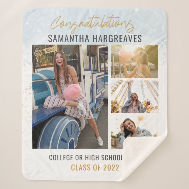  Graduation 2025 Photo Collage Modern Sherpa Blanket (Front)