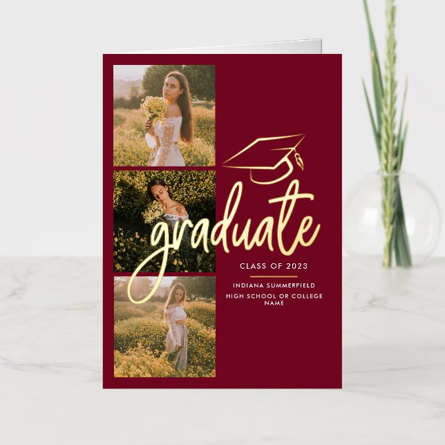 Graduation 2025 Photo Gold Foil Faire-part (Recto)