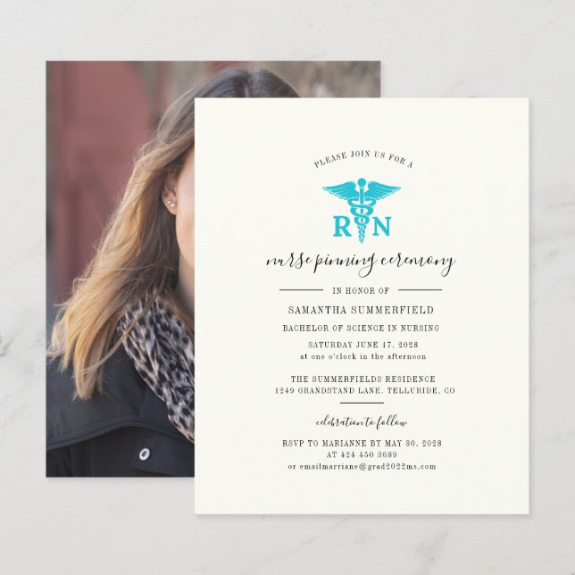 Graduation 2025 Photo Nurse Pinning Invitation (Front/Back)