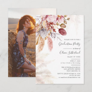 Graduation 2025 Photo Pampas Grass Grad Party Invitation