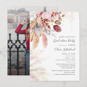 Graduation 2025 Photo Pampas Grass Grad Party Invitation