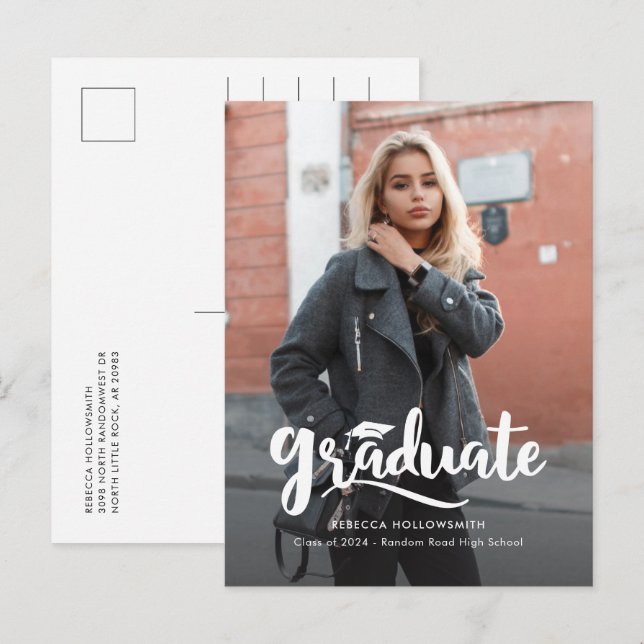 Graduation 2025 Photo Script Graduation Announcement Postcard (Front/Back)