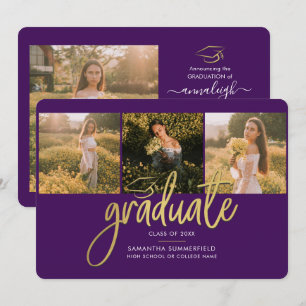 Graduation 2025 Photo Script Purple Grad Party Announcement