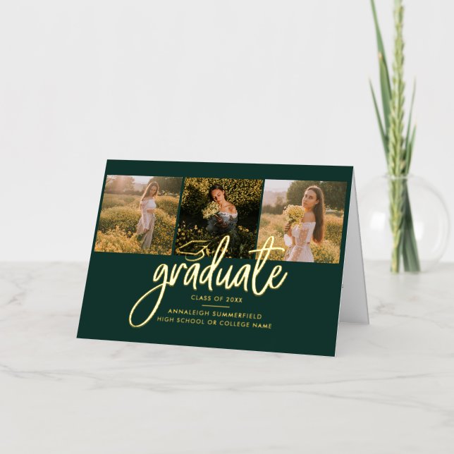Graduation 2025 Photos Grad Gold Foil Faire-part (Recto)