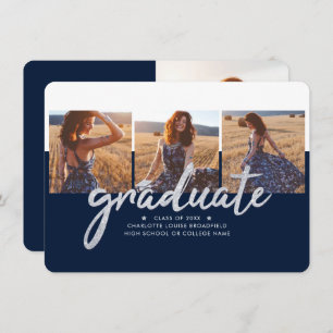 Graduation 2025 Photos Marine Blue Faire-part