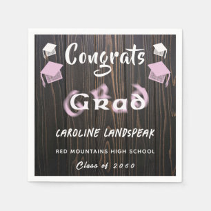 Graduation 2025 Pink & White Blurred Text Napkin