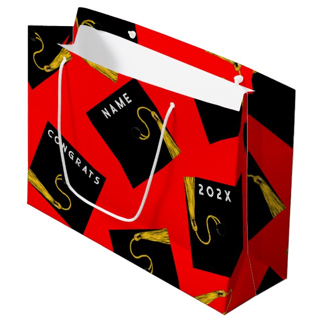Graduation 2025 Red Large Gift Bag (Front Angled)
