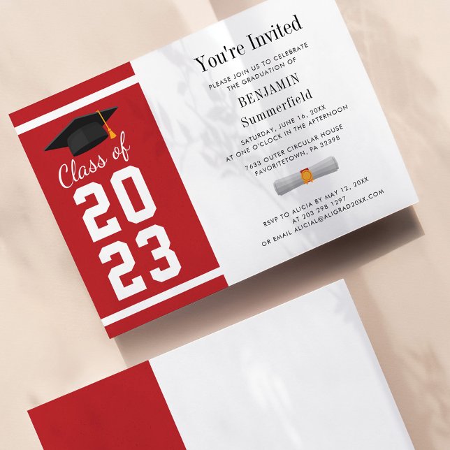 Graduation 2025 Red White Grad Party Invitation (Creator Uploaded)